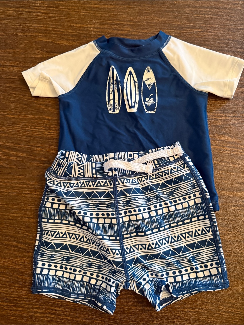 Tucker + Tate Navy & White Surf Rashguard Swim Set